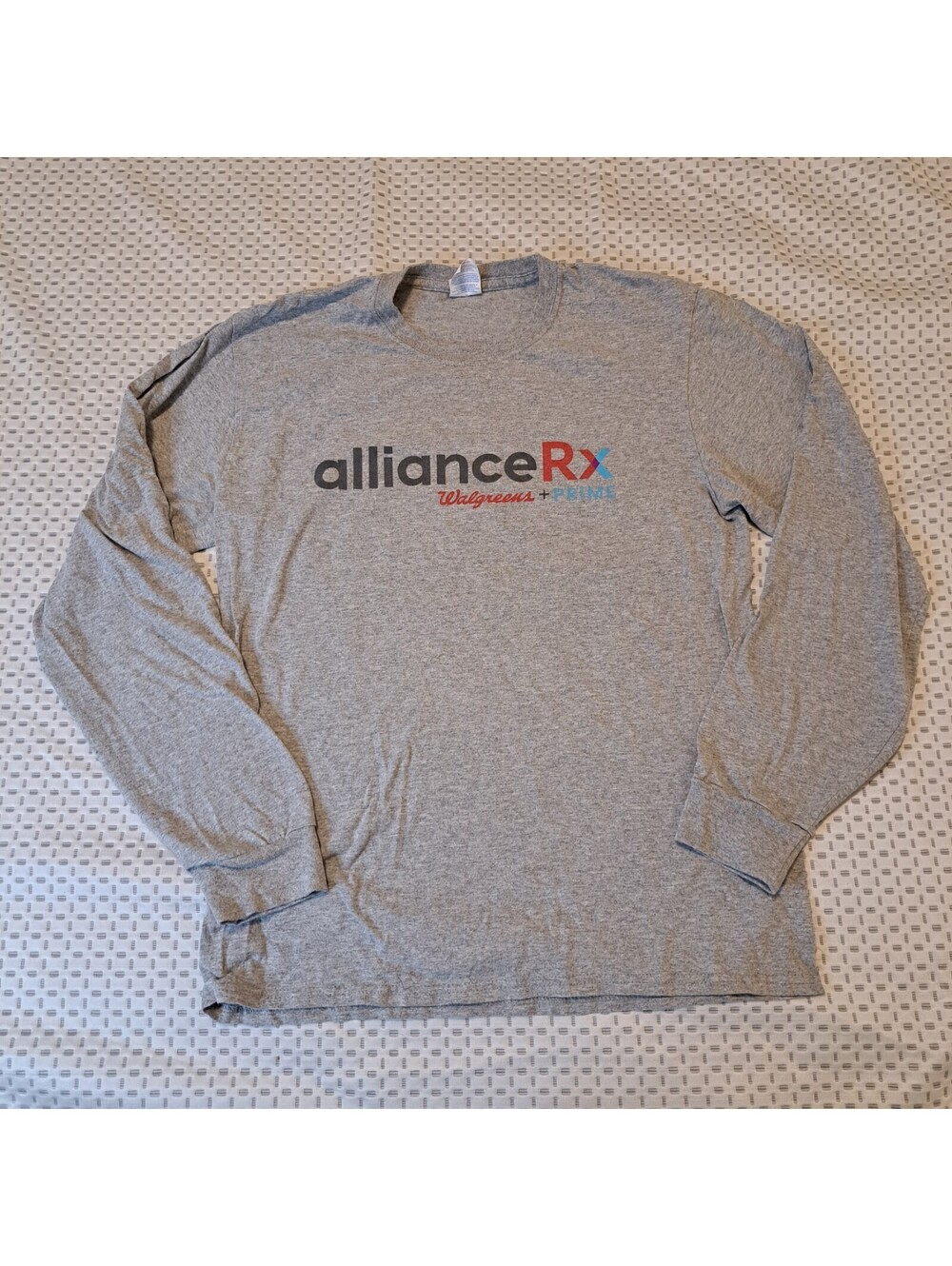 Alliance Rx Walgreens Prime Pharmacy T Shirt Tee Long Sleeved Gray Size M